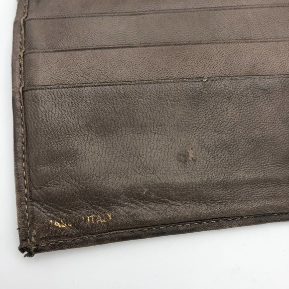 Brown Woven Leather Wallet Long Bi-Fold Italian - Picture 4 of 8